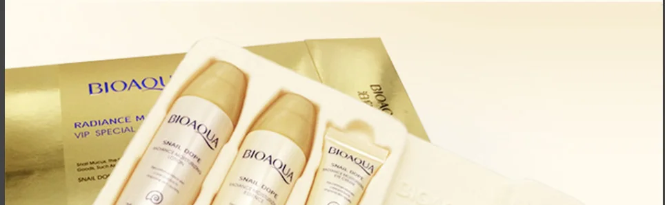 Bioaqua, 24 K, Золотая улитка, дорожный набор для ухода за кожей, против старения, морщин, эссенция, крем для глаз, тонер, очищающее средство для лица с BB