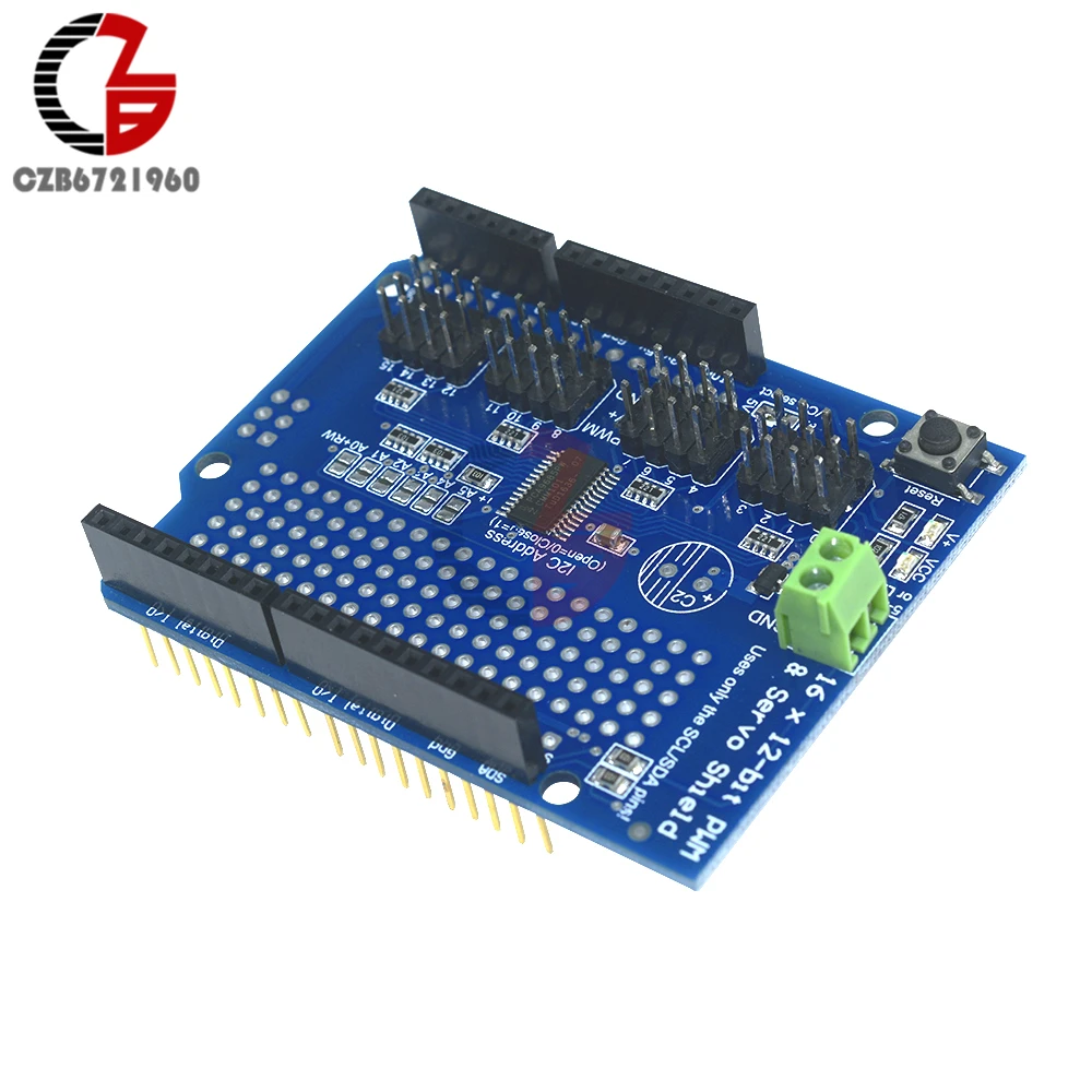 PCA9685 16 канальная 12 битная плата сервопривода PWM щит модуль драйвера двигателя