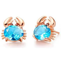 lovely crab stud earrings rose gold filled womensgirlschildren blue cubic zirconia fashion accessories