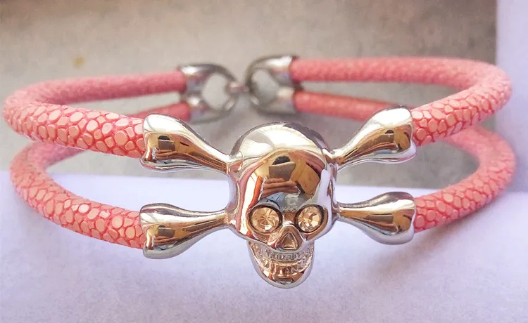 10 шт. BC мужской браслет с черепом Stingray подарочная коробка роскошный кожаные