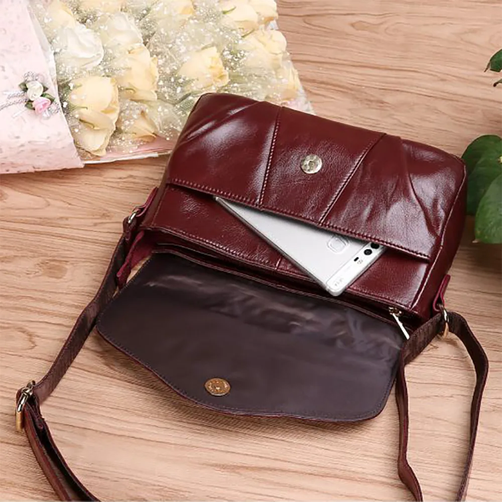 Сумка на плечо женская из натуральной кожи саквояж кросс боди воловьей