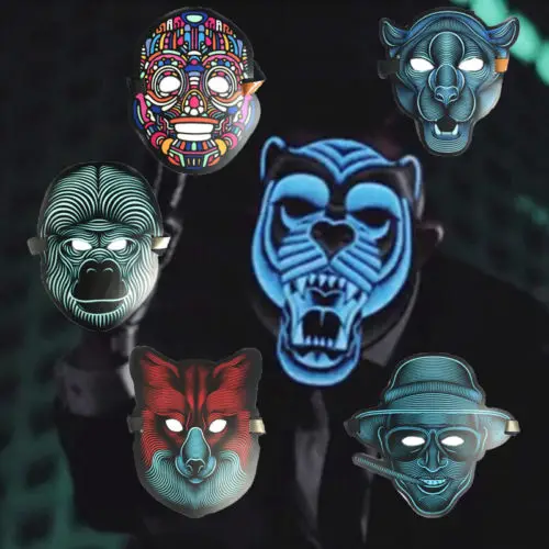 Хэллоуин LED страшная маска продувка музыки вспышка провода праздник костюм