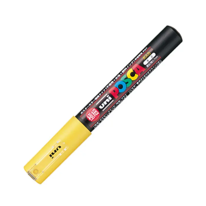 2 шт./лот, UNI Mitsubishi Posca, PC-1M, 0,7 мм, маркер для рисования, очень тонкий, на водной основе, круглый наконечник, 14 цветов, ручка для рисования, маркеры для творчества - Цвет: 2pcs Yellow UNIPC-1M