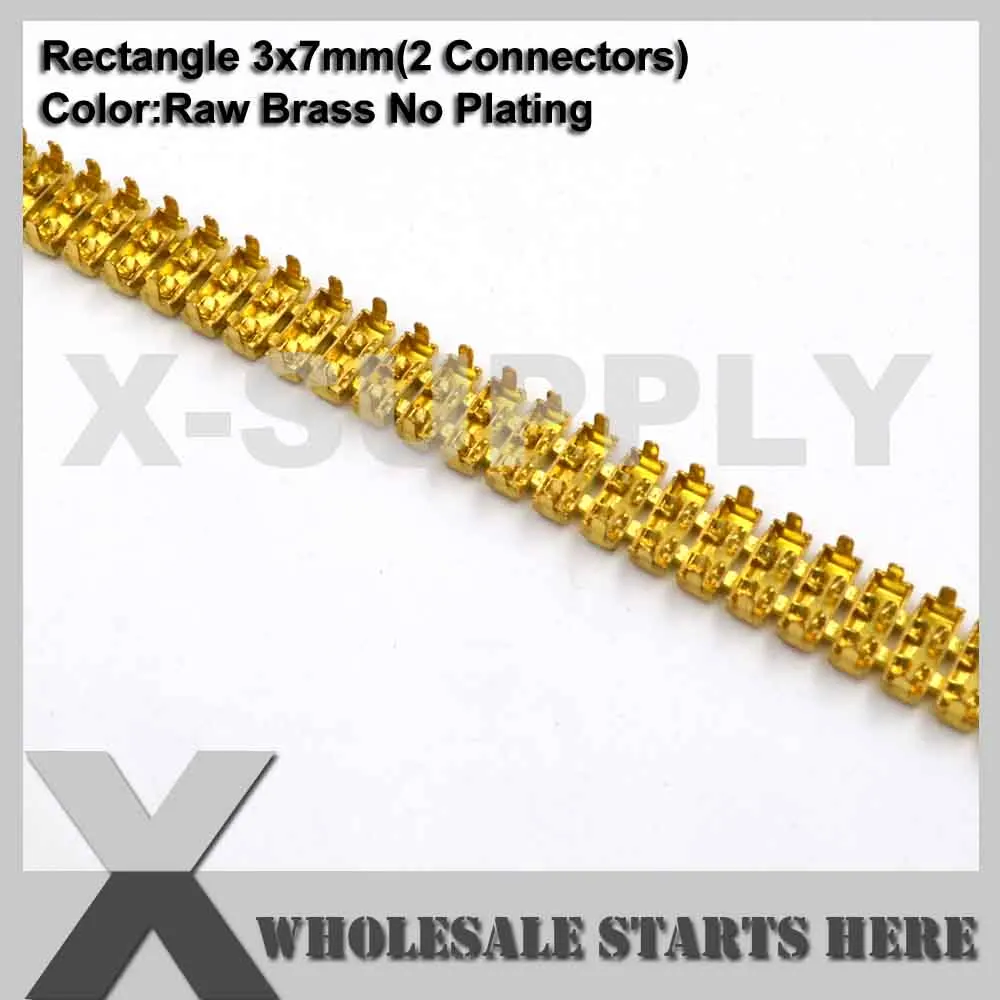 3x7mm(2 Connectors) SS38(8 мм) круглый пустой термос цепь без страз для ремесла/обуви/ювелирных изделий/одежды(центральные соединители - Цвет: 3x7mm(2 Connectors)