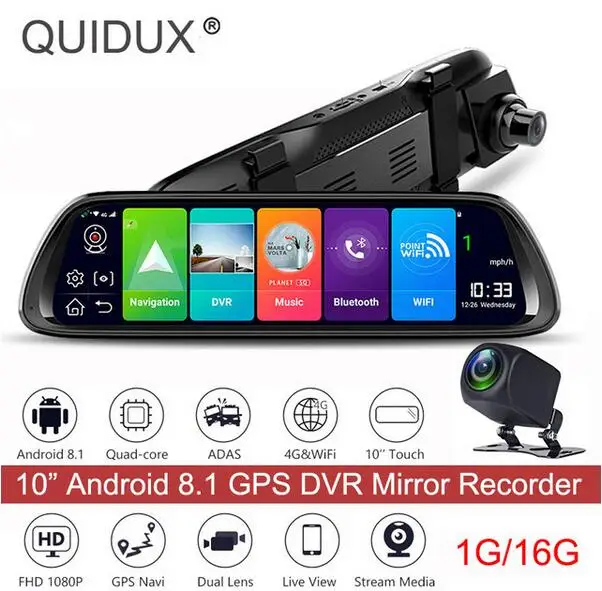 D30Pro 10inch 1G 16G Новейший ADAS Dash cam 12 дюймов Android 8,1 Автомобильный видеорегистратор gps Bluetooth навигация FHD видео рекордер 4G Wifi скорость DVR зеркало - Название цвета: D30Pro 10inch 1G 16G