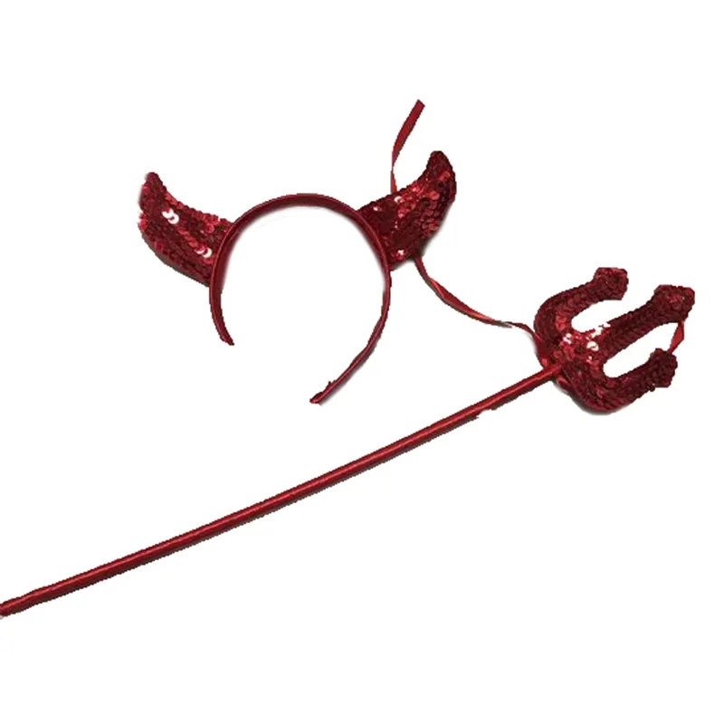 Бесплатная доставка дамы Хэллоуин Дьявол маскарадный костюм рога женщина