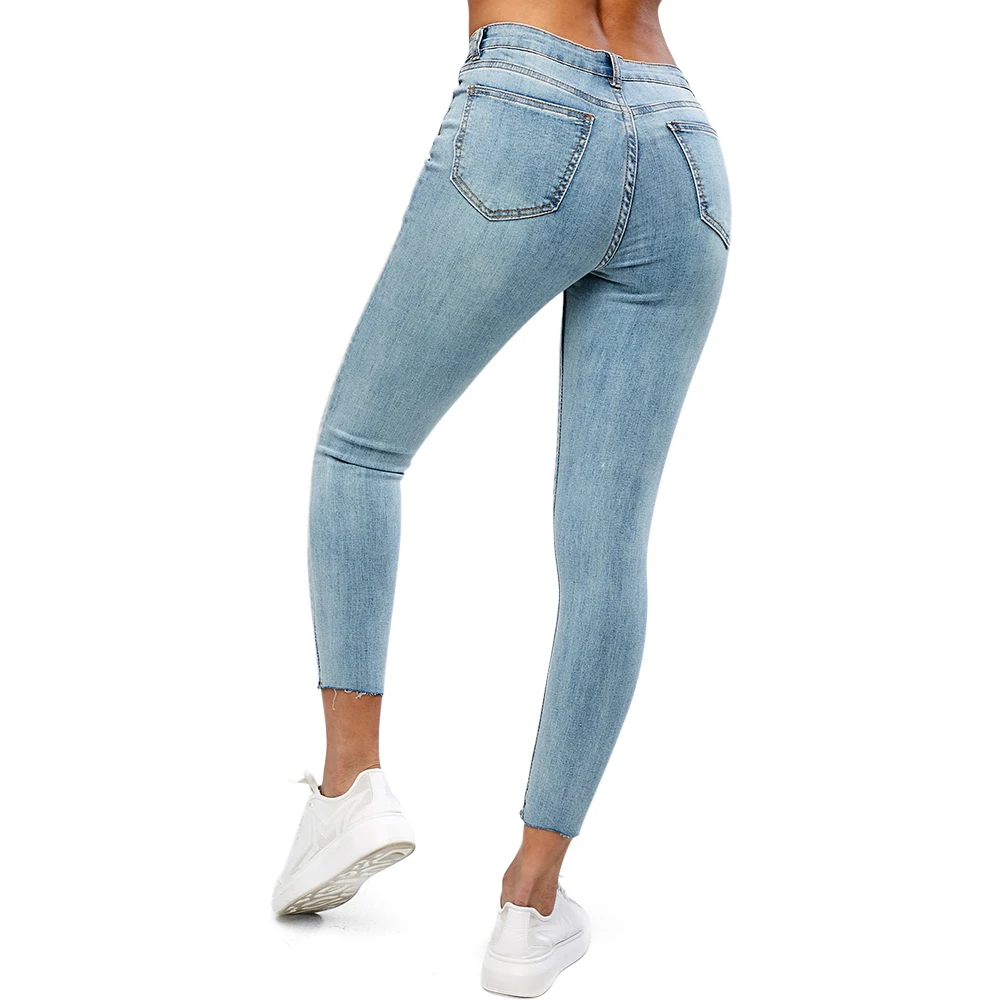 ZAFUL Легкие потертые карманные легкие джинсовые брюки молния с высокой талией