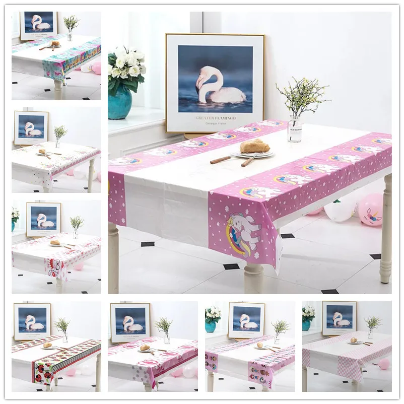 Скатерть с единорогом розовая полиэтиленовая пластиковая скатерть Волшебная