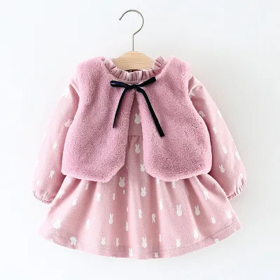 Pink Humor Bear/платье для малышей; коллекция года; зимнее платье принцессы для маленьких девочек; праздничные платья; одежда для малышей с рисунком - Цвет: Pink