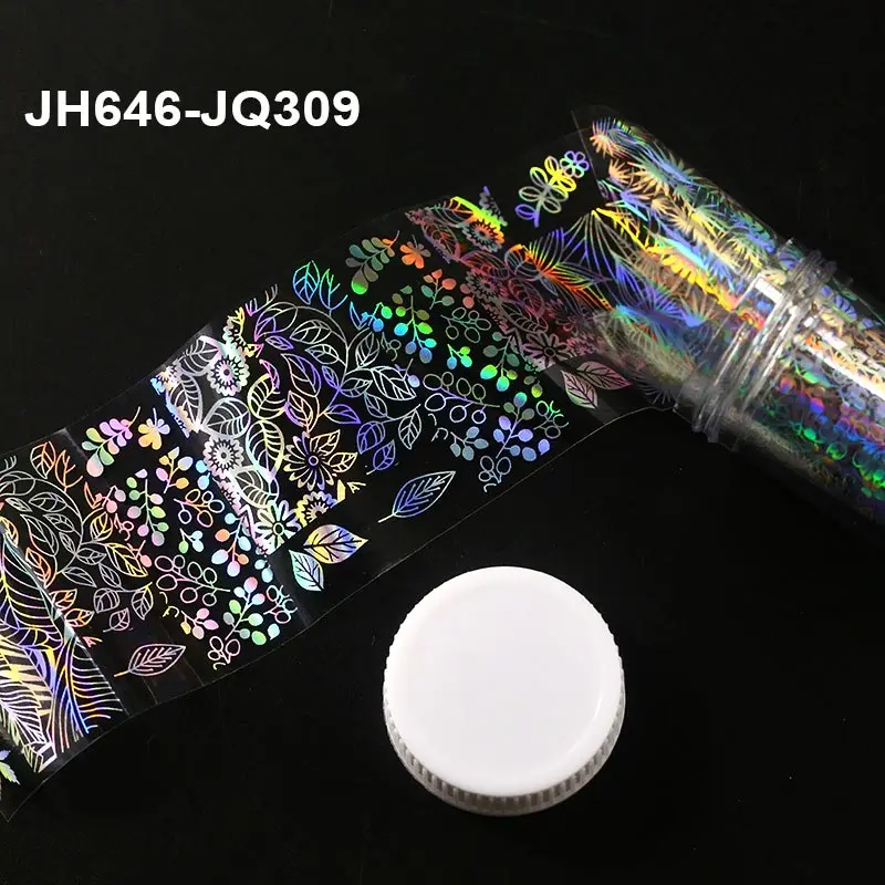 JH646-JQ309 1 рулон перо торт лист ФЕЙЕРВЕРК ДИЗАЙН пленка для ногтей переводные наклейки лазерные наклейки со звездами украшения ногтей аксессуары - Цвет: JH646-JQ309
