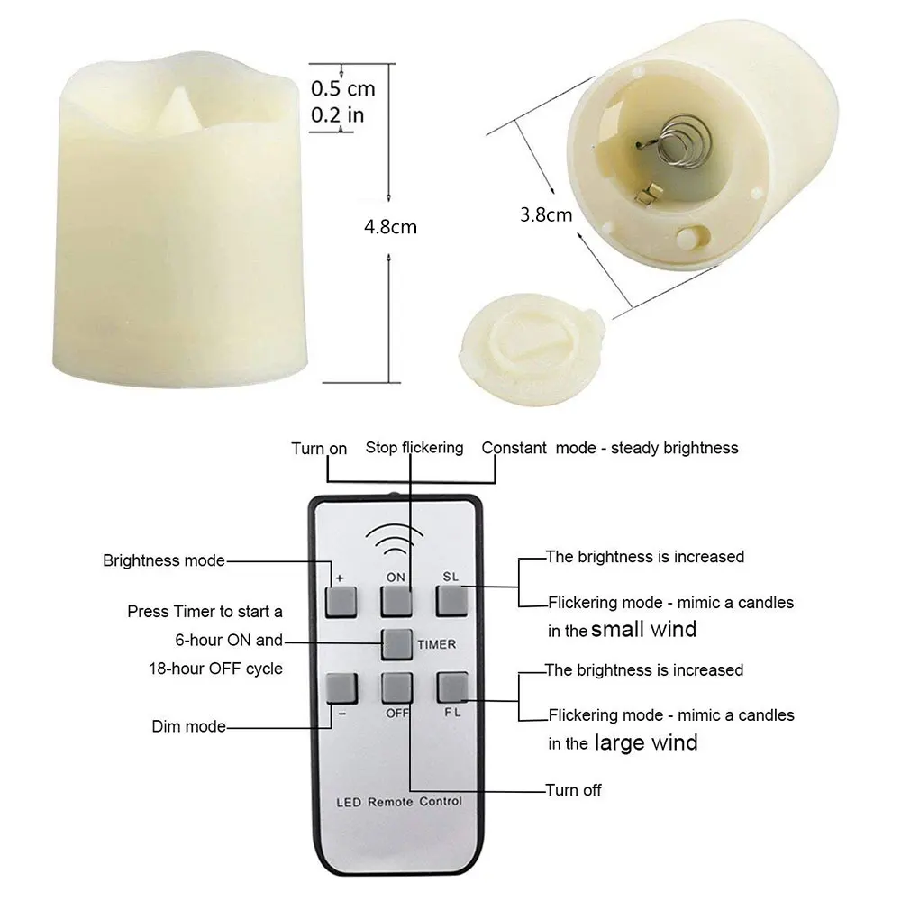 9Pcs LED candle light remote controlled Flickering Tea Light Timing Electronics Candle Lamp for waxless Bar Wedding Decoration |