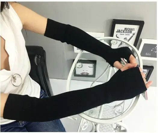 Женские вязаные шерстяные рукава длинные варежки перчатки без пальцев зимние