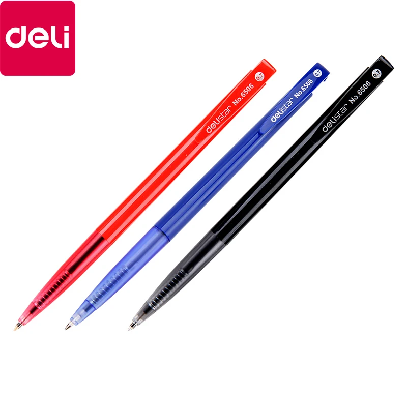 

60pcs Deli 6506 Automatic Ballpoint Pen Press Type 0.7mm Office Writing Red and Black Ball Pen Exam Pen Office School Supplies