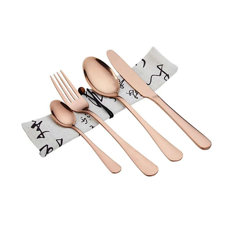 Портативные столовые приборы из нержавеющей стали с золотым покрытием вилка