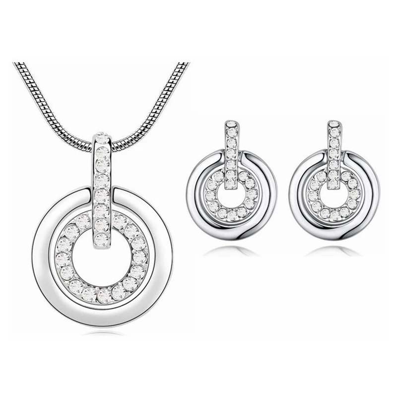 Женский ювелирный комплект из колье и серёг с кристаллами Сваровски|necklace earring|women