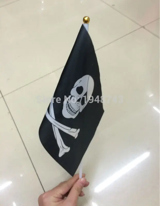 2017 10 шт. маленький Jolly Roger flag 14*21 см Flag hand Национальный с флагом для передачи на