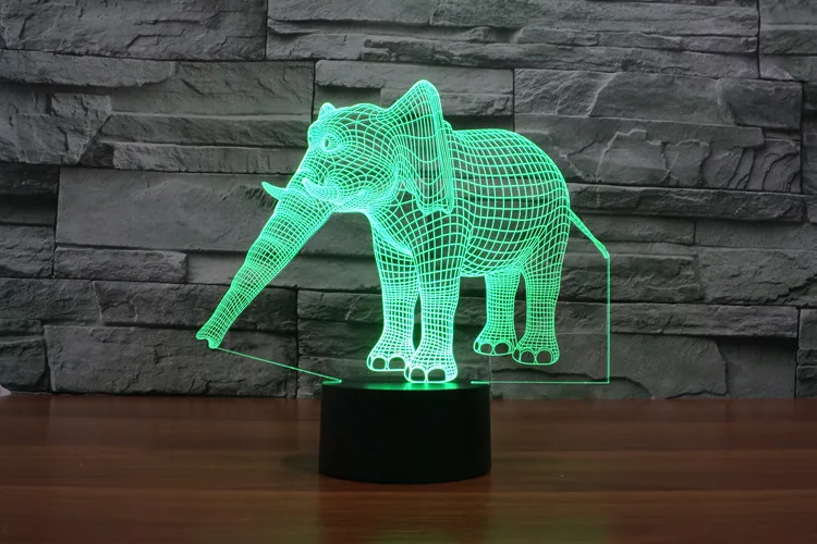 3D Atmosphere lamp 7 Color Changing Visual illusion LED Decor Lamp Elephant 3 Home Table Decoration for Child Gift | Игрушки и хобби