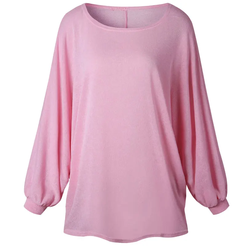 Ebizza Casual Long Batwing Sleeve Sweater Women O Neck Cotton Knitted Loose Pullover Autumn Solid Color Thick Outwear | Женская одежда