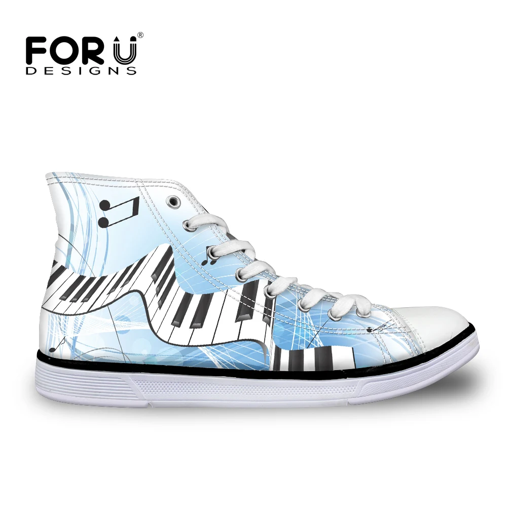 Женские высокие кеды FORUDESIGNS с музыкальными нотами Вулканизированная подошва
