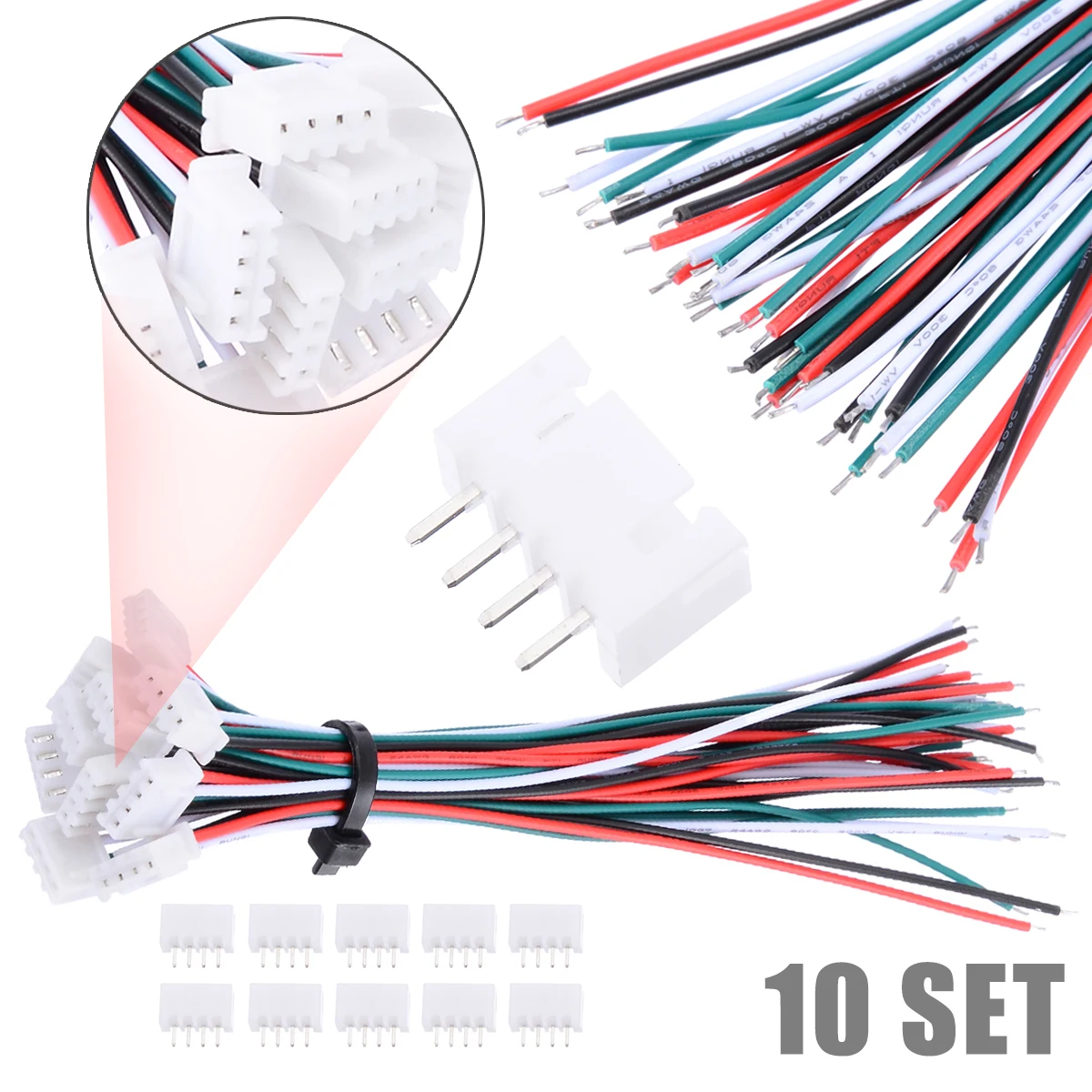 10 комплектов новинка 4-контактный мини-микро-разъем JST XH 2 54 мм 24AWG разъем с
