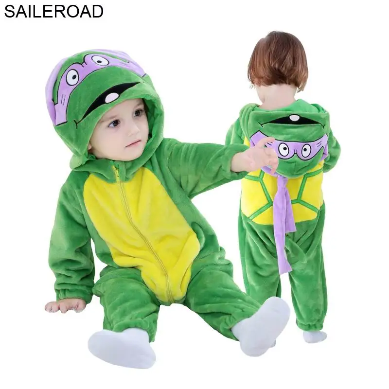 H2492 tortoise SAILEROAD Tortoise Kigurumi Romper New Pajamas with a zipper for a Child Warm Baby Blanket Sleepers Babies Toddler Clothes - Цвет: H2492 tortoise