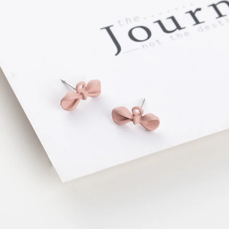 Серьги гвоздики женские из металлического сплава ювелирные украшения с бантиком