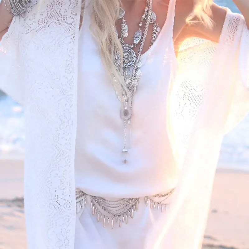 Женский кружевной кардиган Boho блузка бикини с кисточками и кисточками|Блузки| |