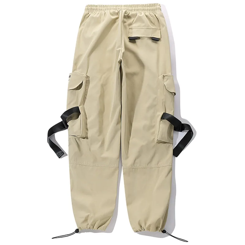 Pants Men Solid Color Track Trousers Drawstring Elastic Waist Casual Fashion Multi-Pocket Joggers Sweatpants | Мужская одежда