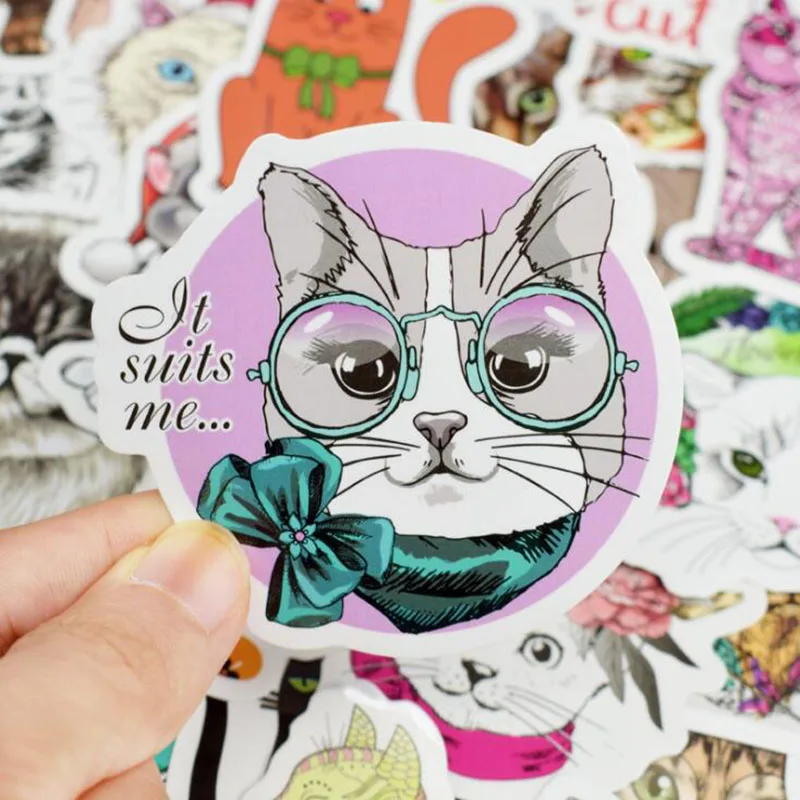 

10/30/50 Pcs/pack Cute Cat Sticker Animal Cartoon Waterproof Diy Laptop Suitcase Scrapbooking Car Lovely Stickers Gift For Kids