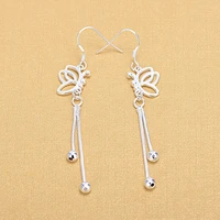 fashion silver color hollow butterfly drop earrings for women birthday gifts jewelry