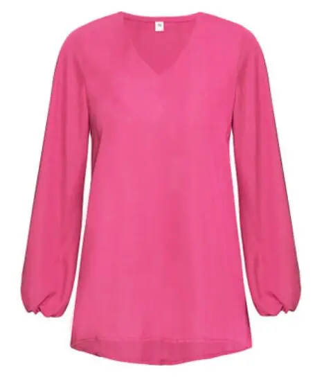 rose Baharcelin 4XL 5XL летние женские рубашки для девочек топы Летняя однотонная втулка Свободная шифоновая блузка рубашка плюс размер верхняя одежда - Цвет: rose