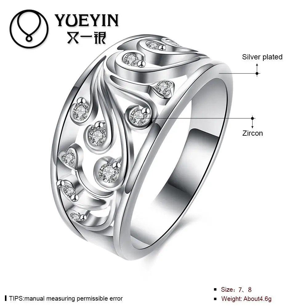 Модные ювелирные изделия женские посеребренные кольца обручальное кольцо