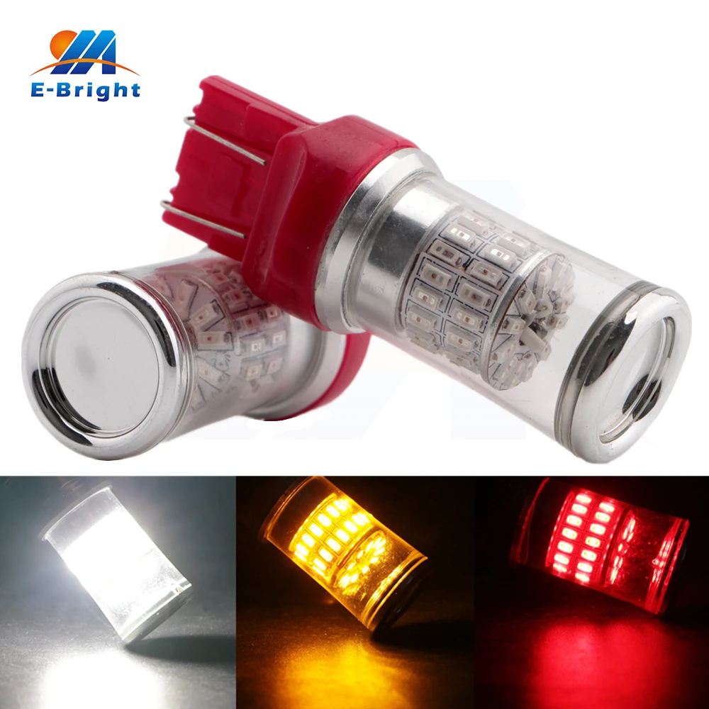 10 шт. DC 12 В 3014 48 SMD с крышкой Белый Красный Янтарный 7440 7443 T20 Базовая Светодиодная