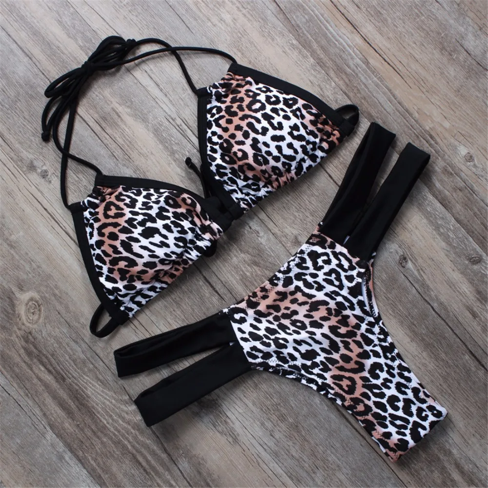 BANDEA maillot de bain Женский комплект бикини 2019 купальник с лямкой на шее принтом
