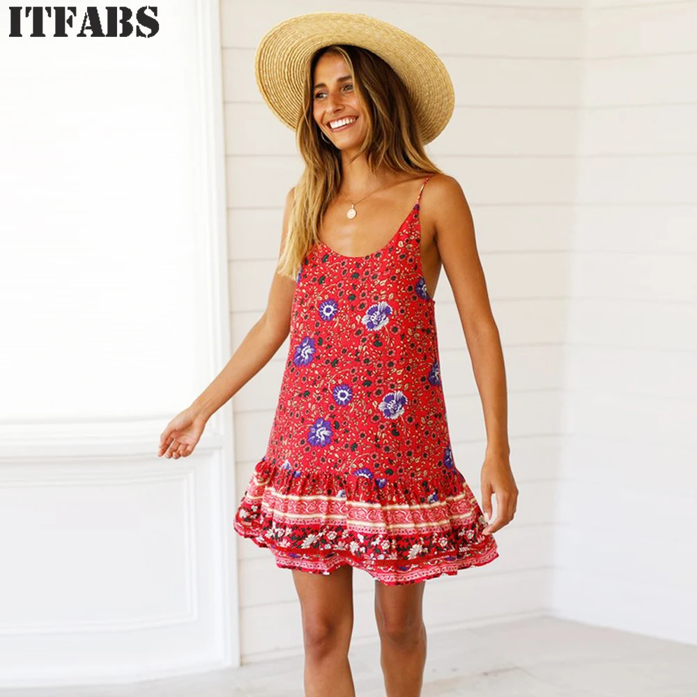 Лидер продаж Новинка года для женщин Лето Boho Цветочный без рукавов повседневное длиной макси Вечеринка клуб сексуальное пляжное