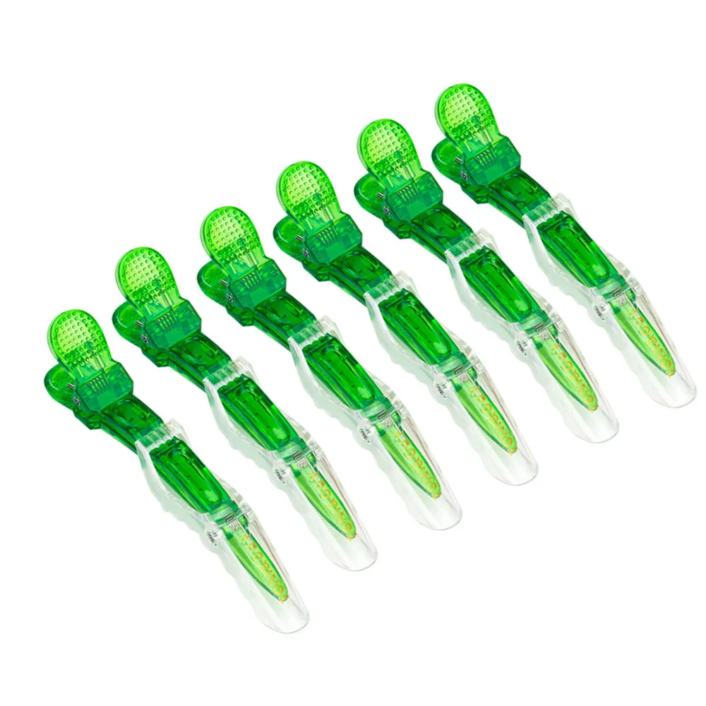 green 6 шт. зажим для волос аллигатора зажимы для крокодиловой кожи профессиональные инструменты для укладки цвет резка расширение Уход Инструмент пластмассовая заколка для волос Крокодил - Цвет: green