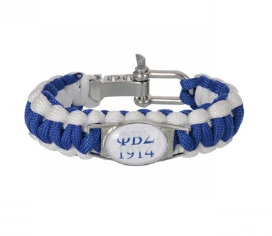 Пользовательские греческие буквы 550 Paracord браслеты Phi Beta Sigma Fraternity регулируемый браслет выживания - Окраска металла: 1914