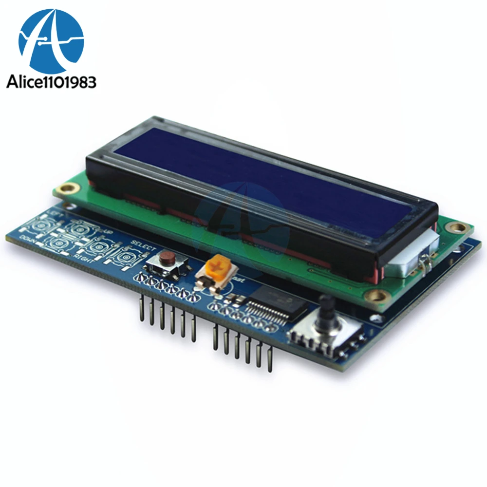 Регулируемая яркость 1602 ЖК дисплей Shiled IIC I2C MCP23017 5 клавиатура для Arduino UNO/MEGA