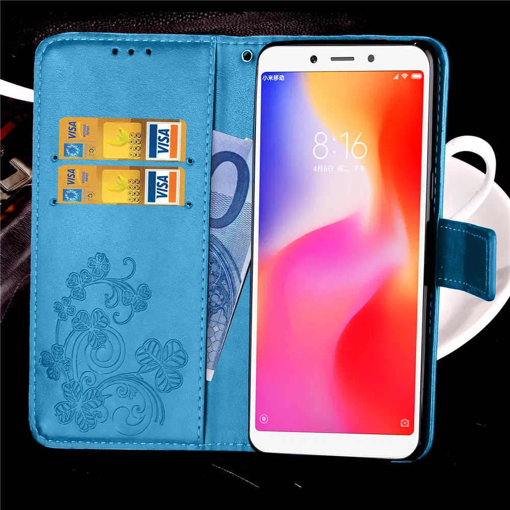 Для Xiaomi Redmi 6A Fundas складной чехол из искусственной кожи для бумажник Чехлы с