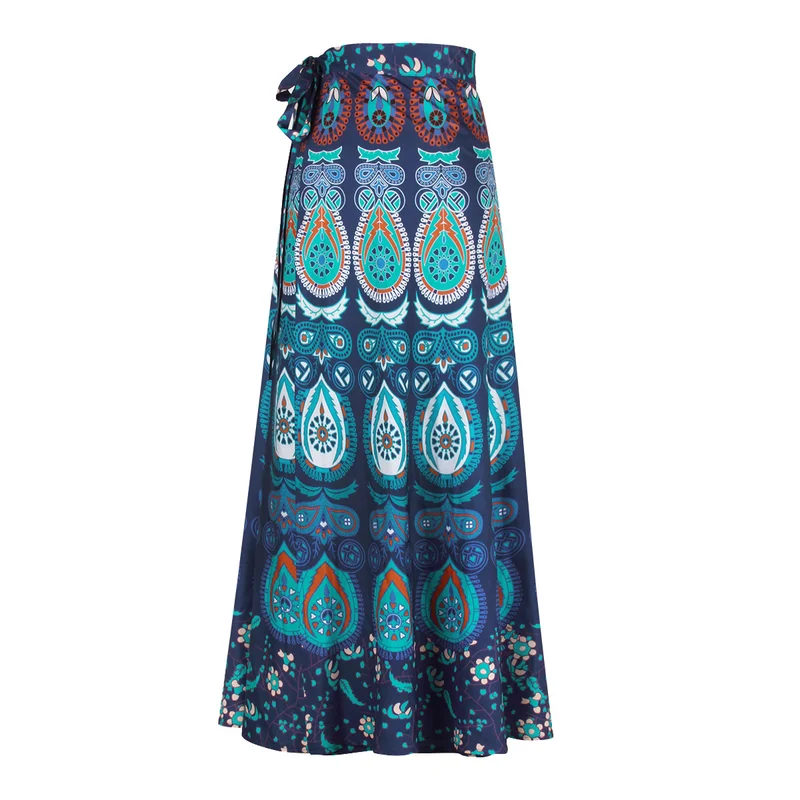 Fashion Bohemian Style Flower Printed Dress Women High Waist Long Skirt Indian Pakistan Clothing Party Femme Sexy African Outfit