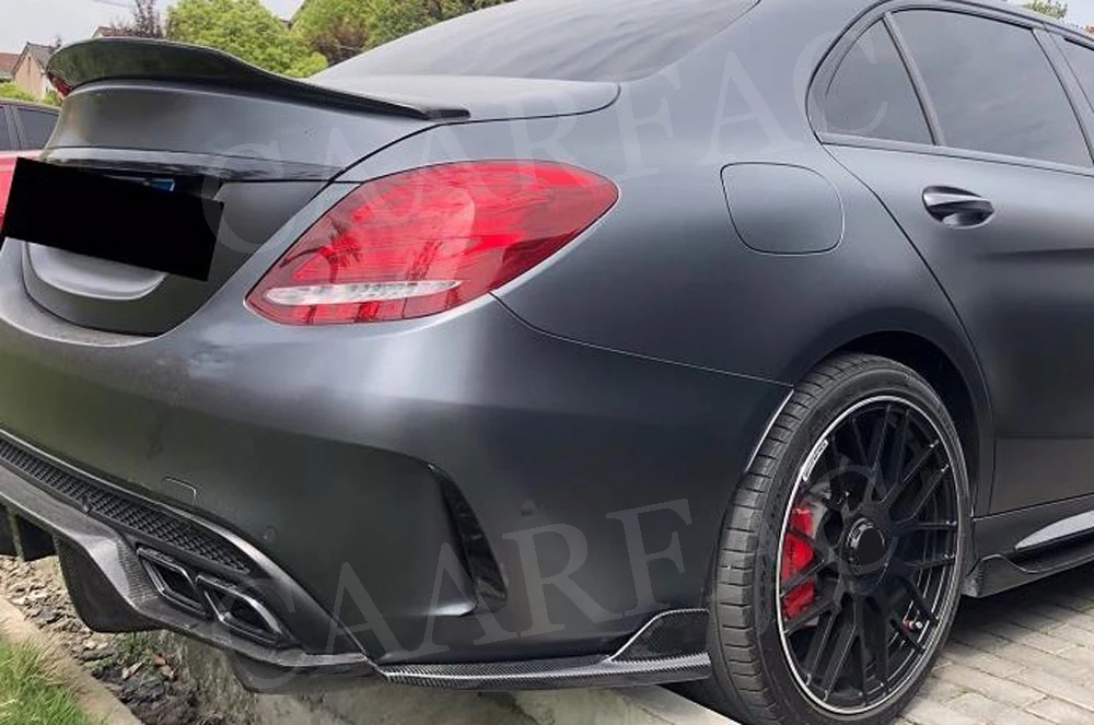 Углеродное волокно задние губы разветвители отделка Canard фартуки Winglets для Mercedes Benz C Класс W205 C205 C180 C200 C300 C63