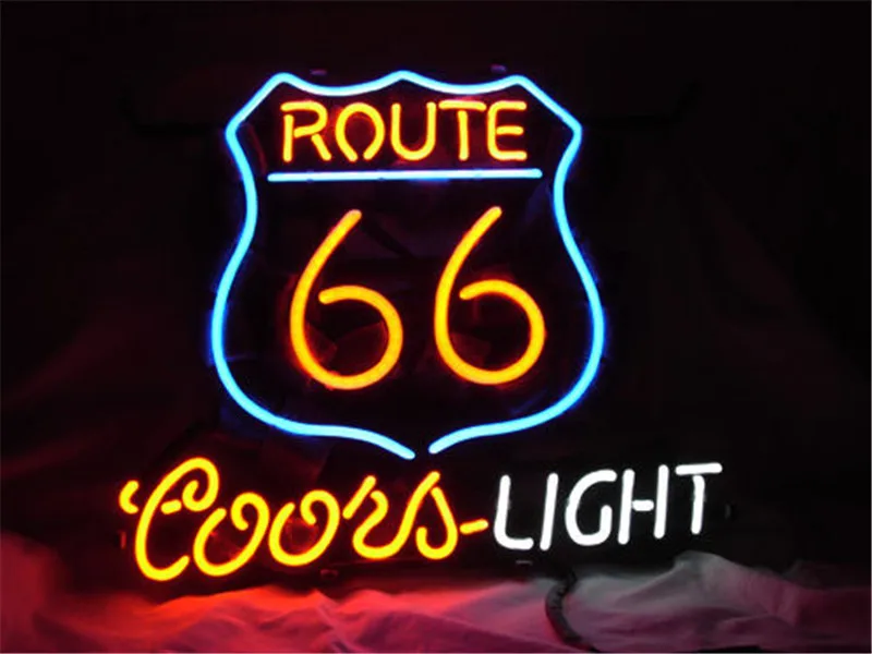 Неоновая вывеска для ROUTE 66 светлое пиво COORS Настоящее стекло пивной бар Пивной