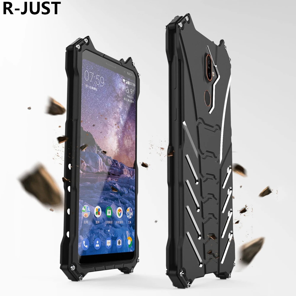 R-JUST для Nokia 7 Plus чехол Роскошный Жесткий металлический Алюминиевый противоударный Броня чехол для телефона Nokia 7 Plus задняя крышка Hoesje Capa