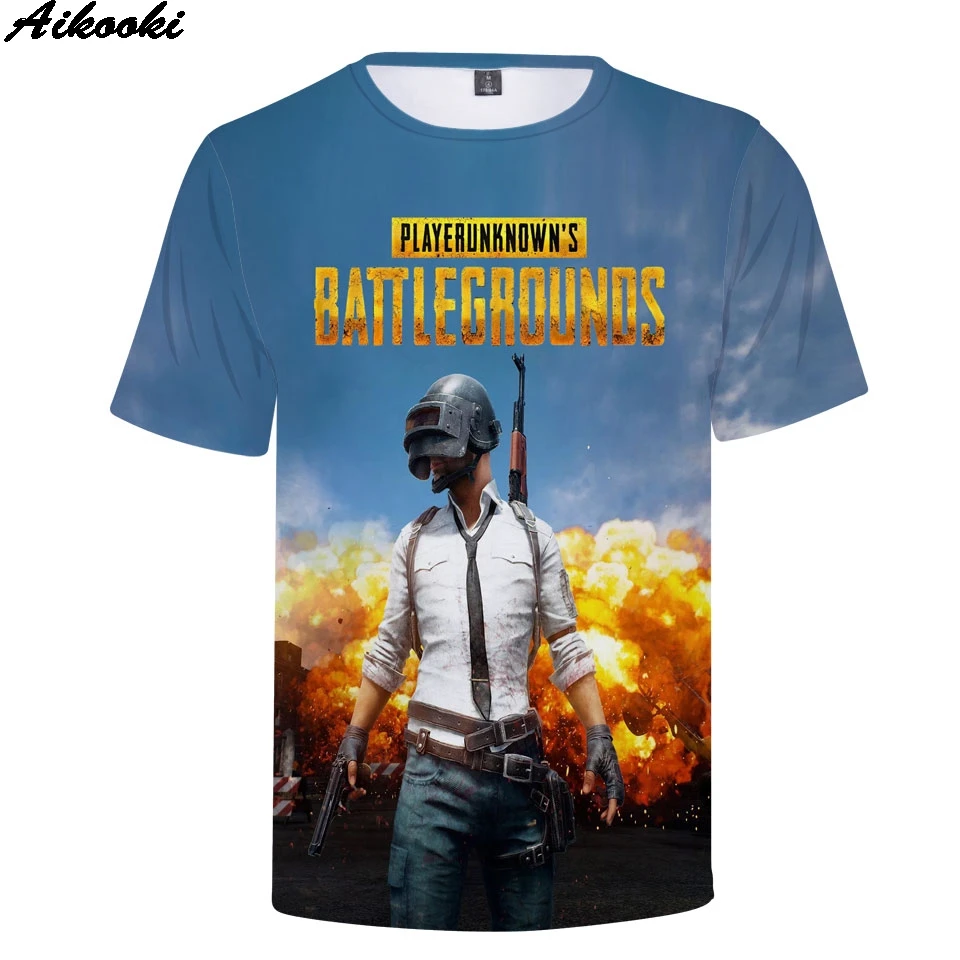2014 г. хит продаж футболка с 3D принтом в виде игры PUBG стиле хип-хоп короткими