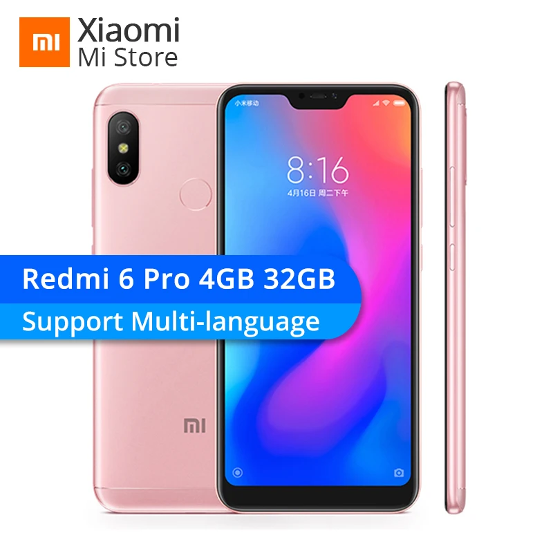 Xiaomi Redmi 6 Pro 4 ГБ 32 мобильный телефон Snapdragon 625 Octa Core 5 84 &quot19:9 полный экран Двойная