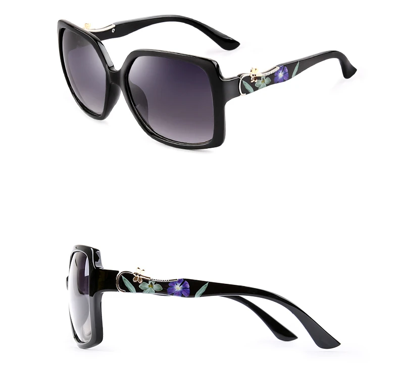 PARZIN Luxury Elegant Printing Frame Sunglasses For Women Square Big Frame Polarized Pattern Sun Glasses For Driver