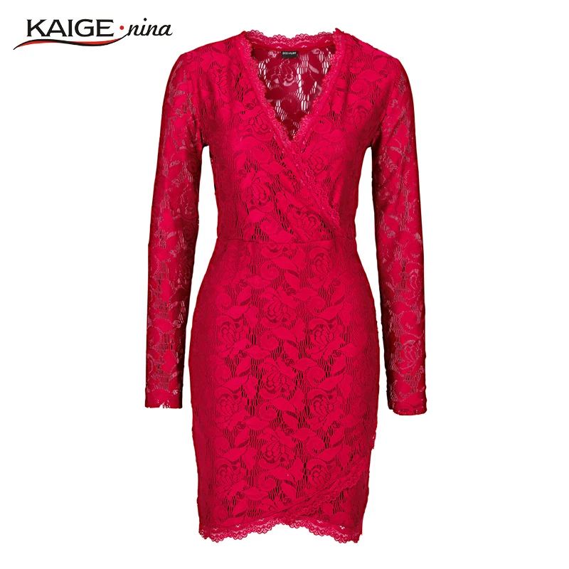 Kaige. Nina новые женские модные сексуальные кружевные однотонные платья с длинными
