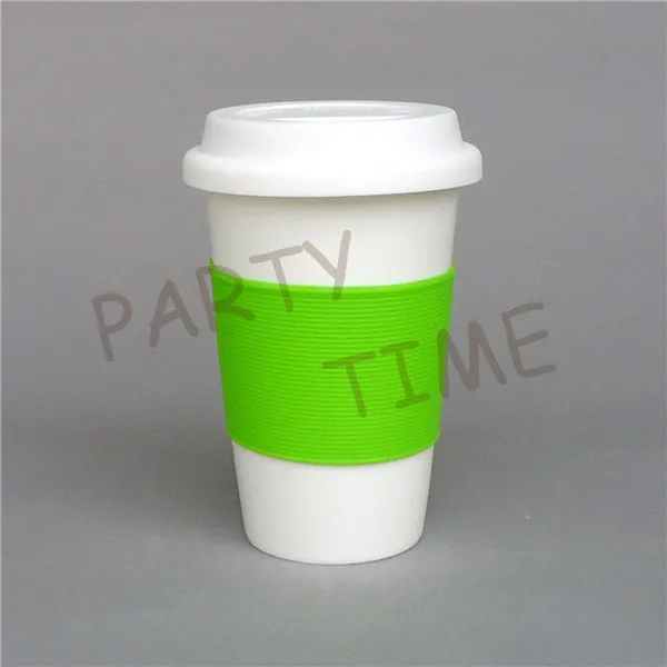 Керамическая кружка для путешествий кофейная с силиконовым кольцом и крышкой