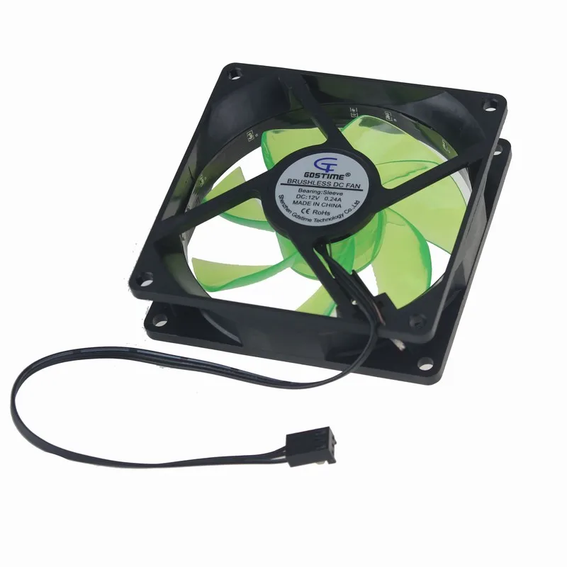 Gdstime 1 шт. 92 мм x 25mm защитного стекла 92x92 мм 12 V 3 контактный чехол для ноутбука охлаждающий вентилятор постоянного тока 90 мм светодиодный вентилятор, украшенное мозаикой из драгоценных камней, 12 огни 9 см ПК кулер отключения звука