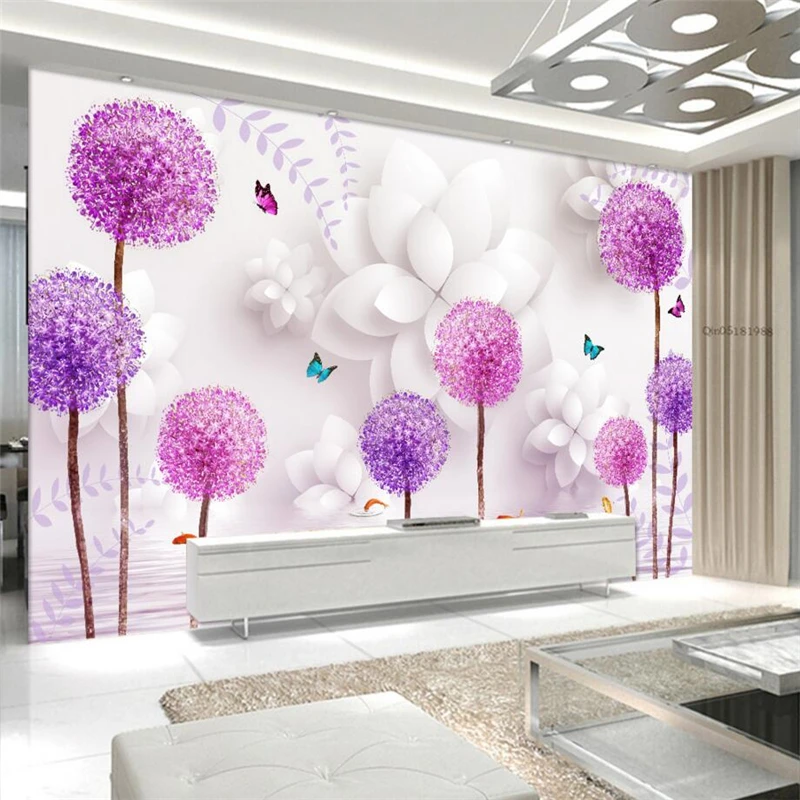 Пользовательские обои высокого уровня трехмерные цветы Одуванчик водяной знак